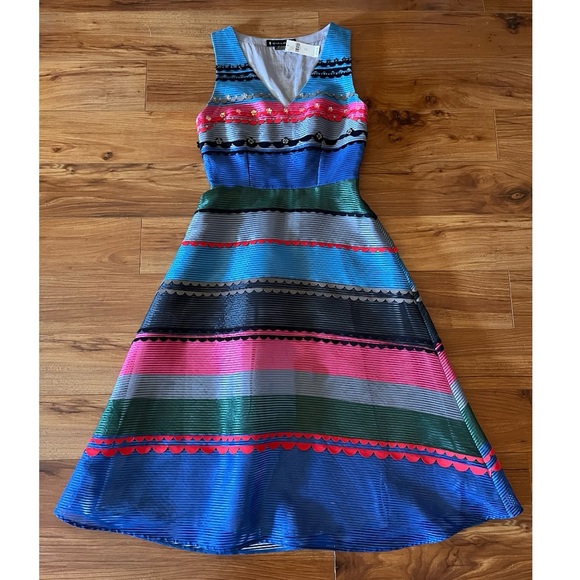 Anthropologie Diane Graphic Striped Midi Dress XS New - Picture 3 of 16
